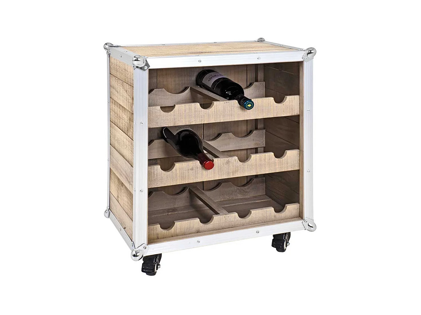 Flaschenregal im Loft Design Kiefer Alu