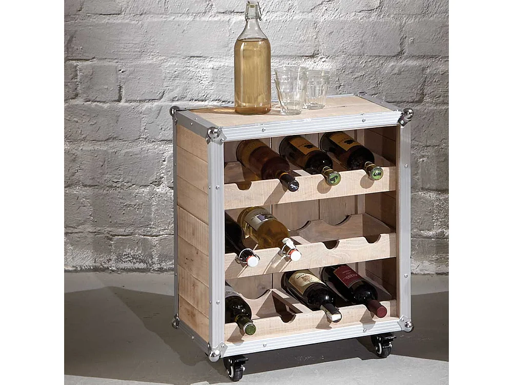 Flaschenregal im Loft Design Kiefer Alu