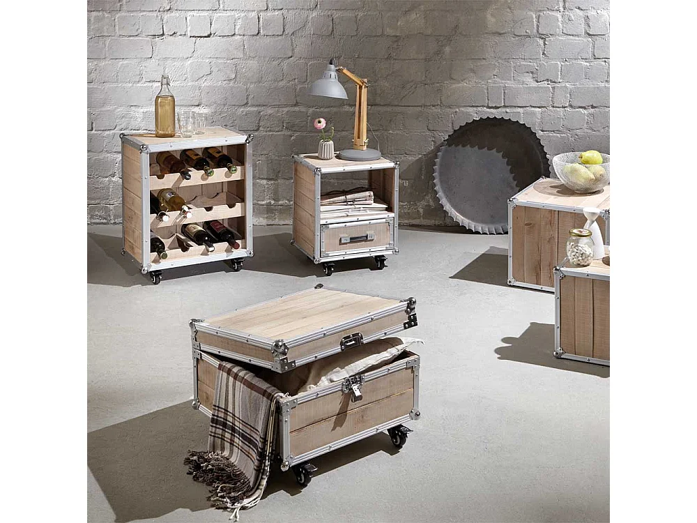 Flaschenregal im Loft Design Kiefer Alu