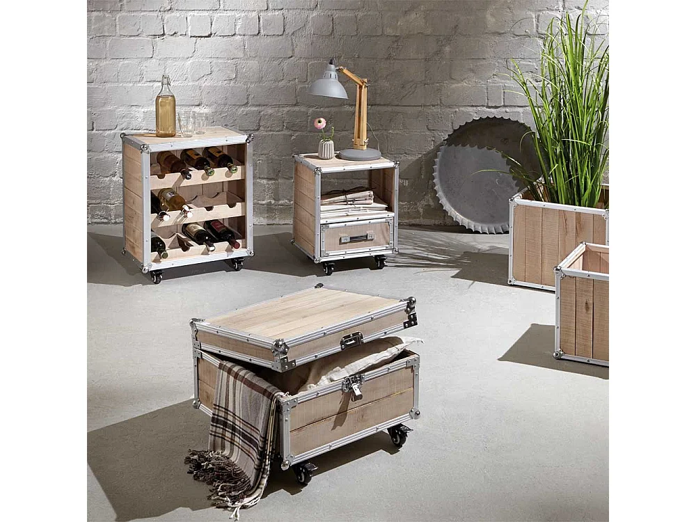 Flaschenregal im Loft Design Kiefer Alu