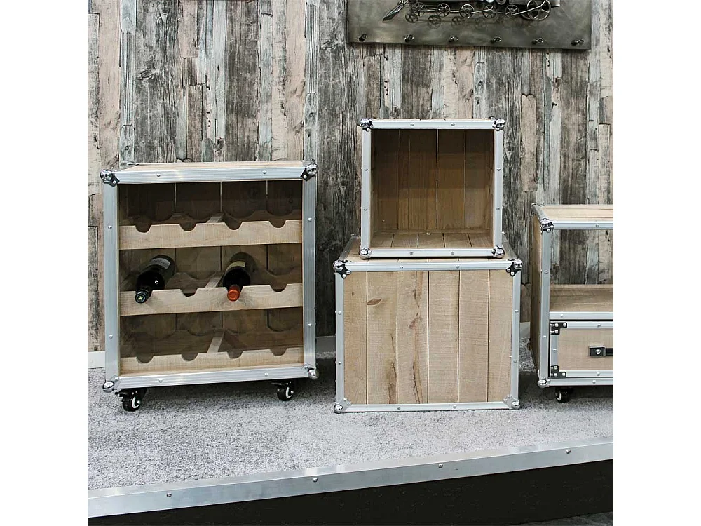 Flaschenregal im Loft Design Kiefer Alu