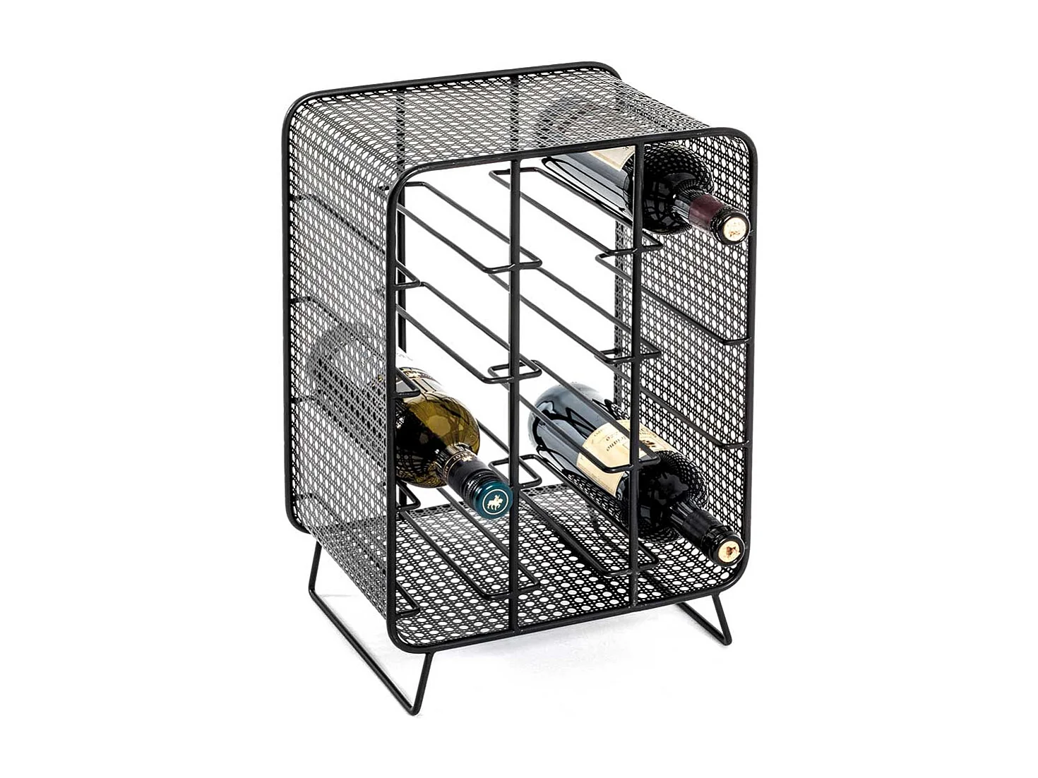 Retro Flaschenregal aus Stahl Schwarz