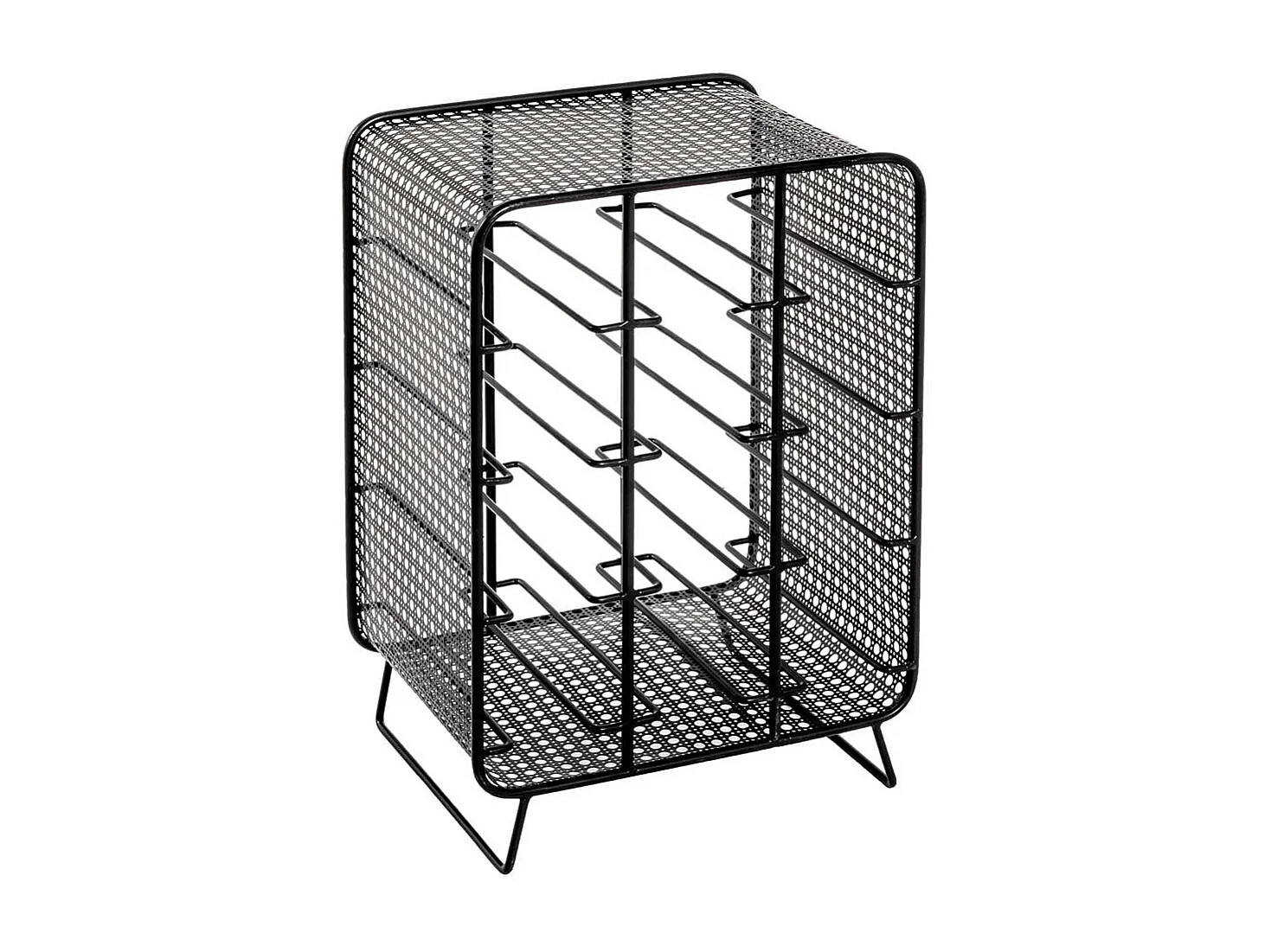 Retro Flaschenregal aus Stahl Schwarz