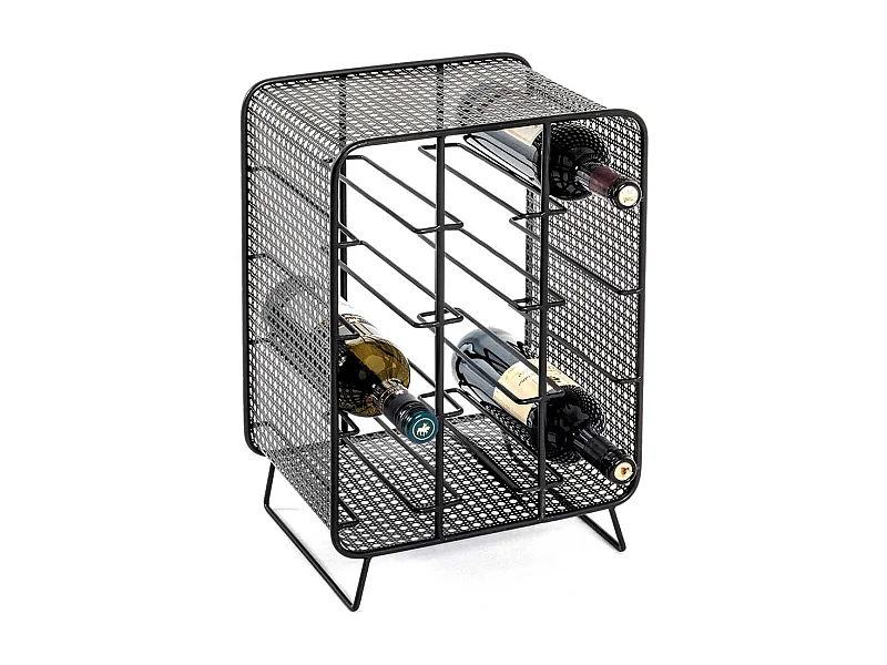 Retro Flaschenregal aus Stahl Schwarz