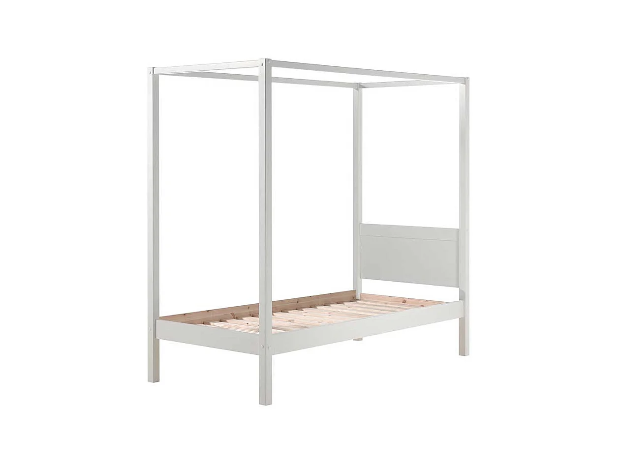 Weißes Himmelbettgestell aus Kiefer Massivholz modern