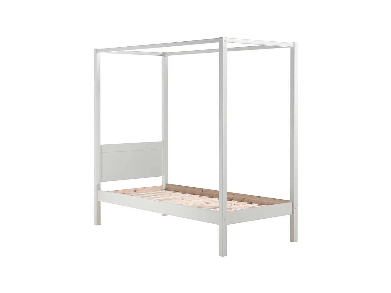 Weißes Himmelbettgestell aus Kiefer Massivholz modern