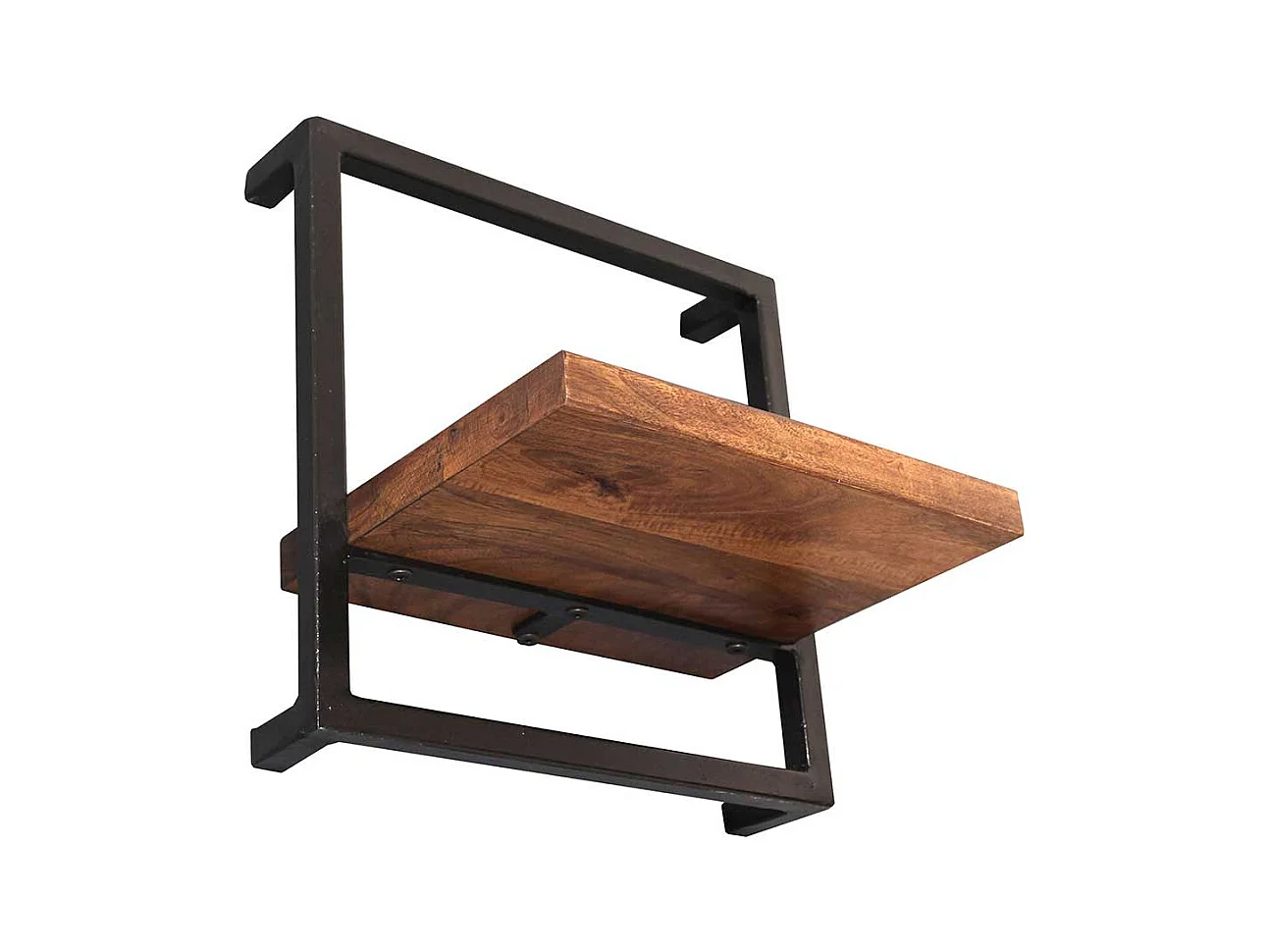 Wandregal Set aus Mangobaum Massivholz und Metall Loft Design (siebenteilig)