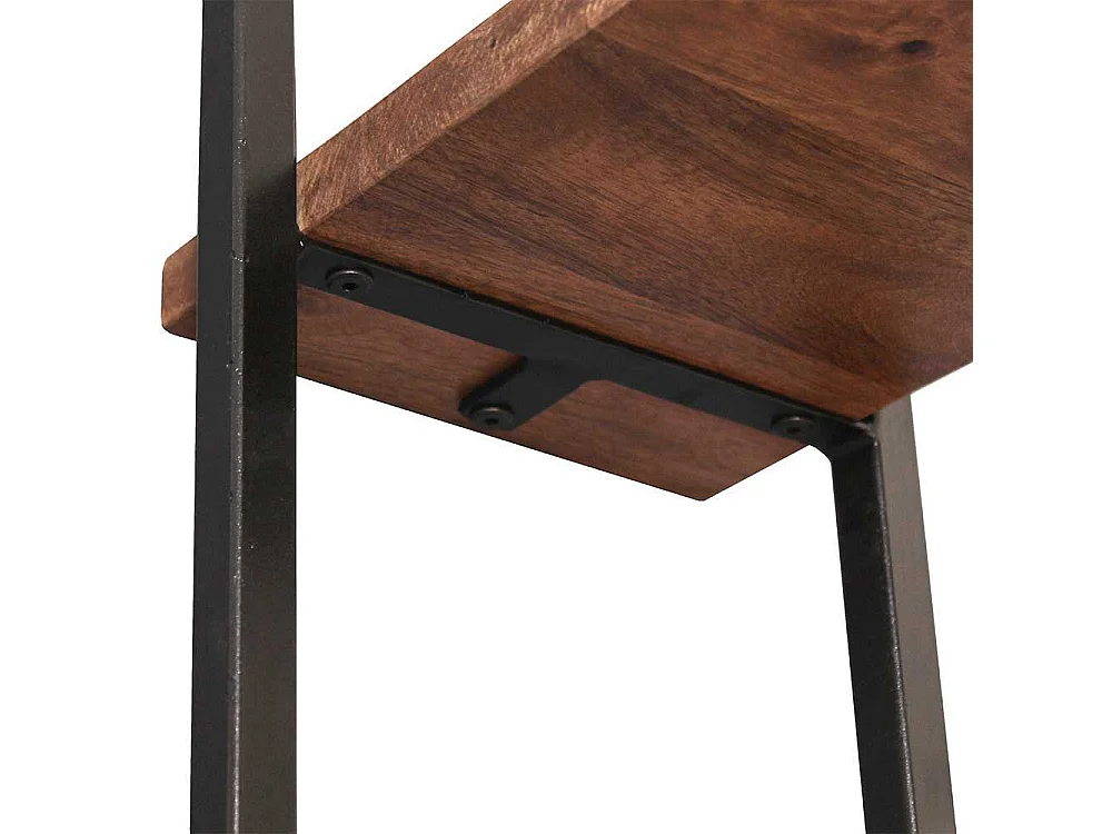 Wandregal Set aus Mangobaum Massivholz und Metall Loft Design (siebenteilig)