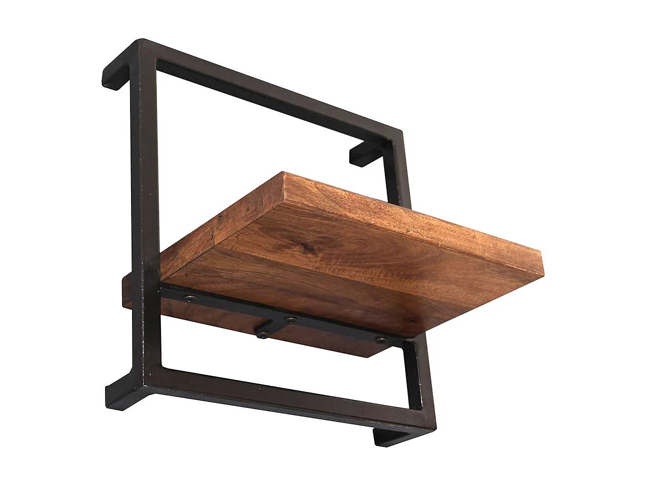 Wandregal Set aus Mangobaum Massivholz und Metall Loft Design (siebenteilig)