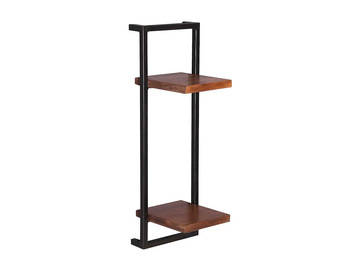 Wandregal Set aus Mangobaum Massivholz und Metall Loft Design (siebenteilig)