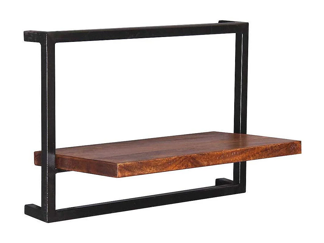 Wandregal Set aus Mangobaum Massivholz und Metall Loft Design (siebenteilig)