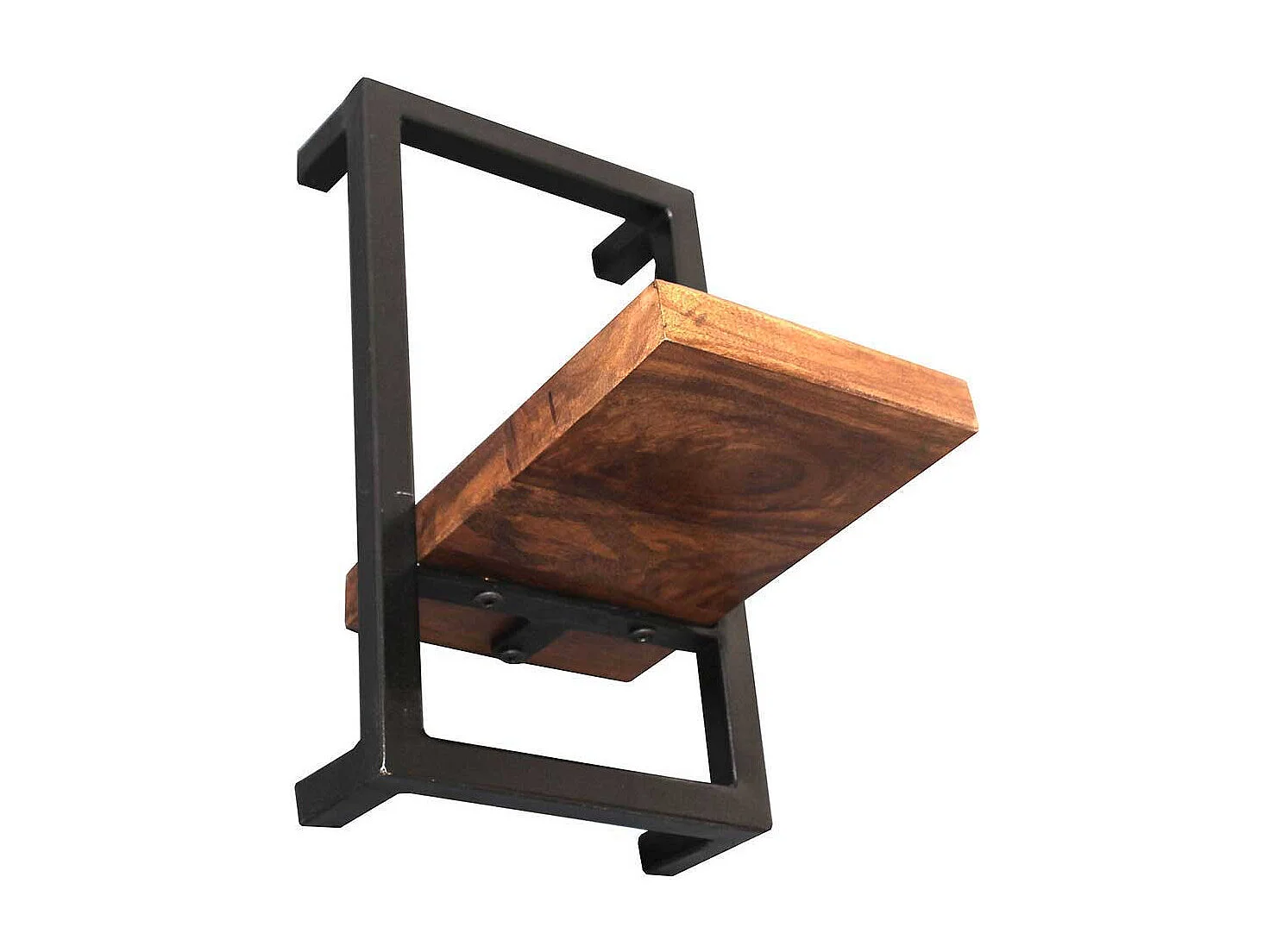 Wandregal Set aus Mangobaum Massivholz und Metall Loft Design (siebenteilig)