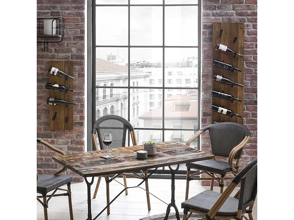 Rustikales Weinregal aus Mangobaum Massivholz Industry und Loft Stil