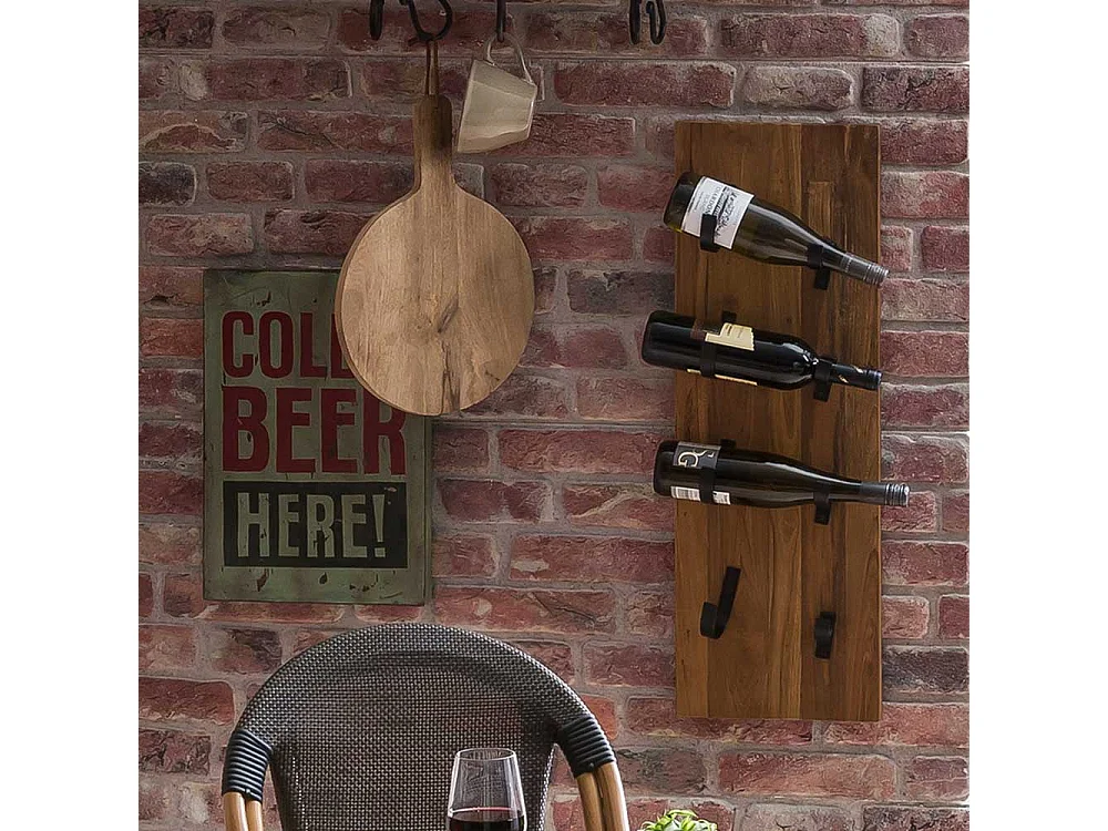 Rustikales Weinregal aus Mangobaum Massivholz Industry und Loft Stil