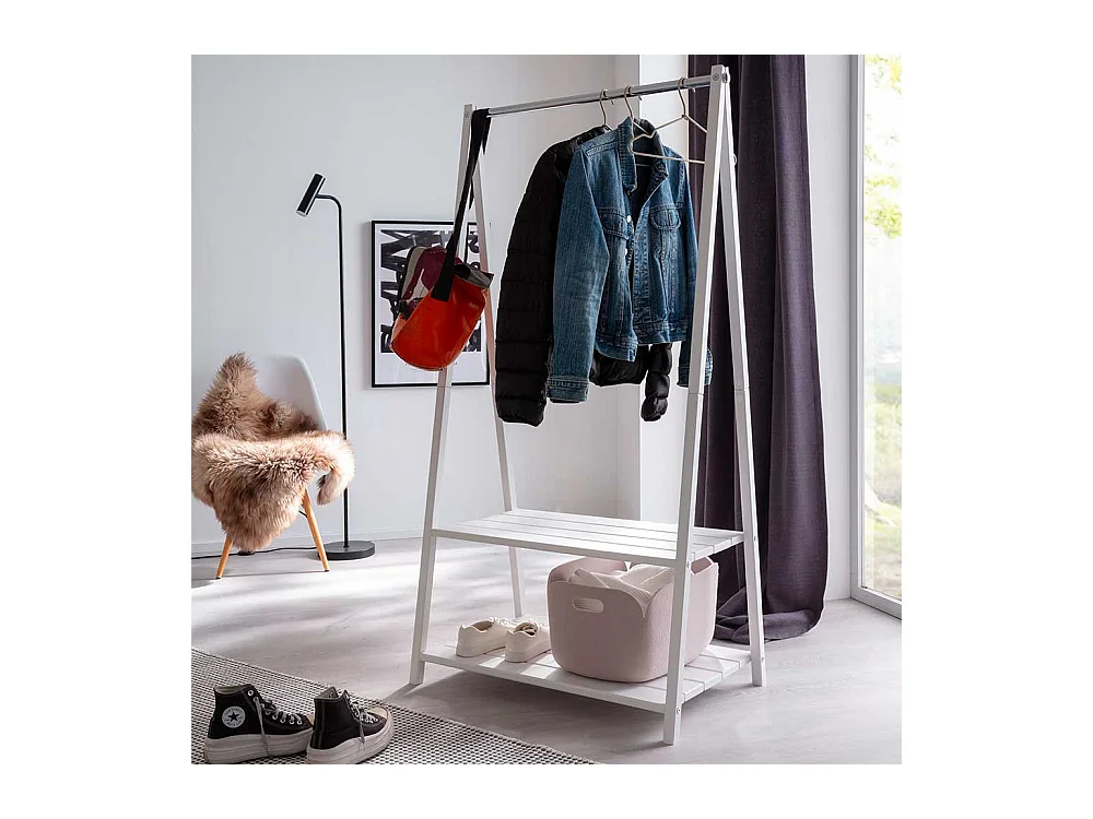 Holz Kleiderständer aus Kiefer Massivholz Weiß