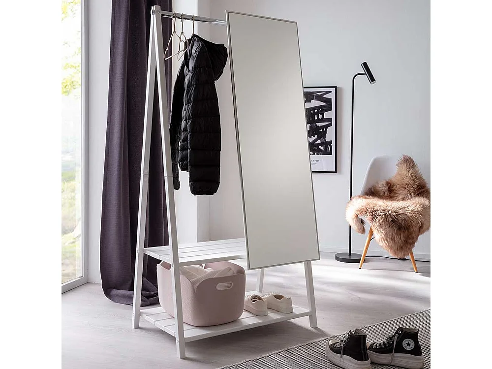 Holz Kleiderständer aus Kiefer Massivholz Weiß