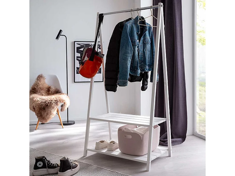 Holz Kleiderständer aus Kiefer Massivholz Weiß