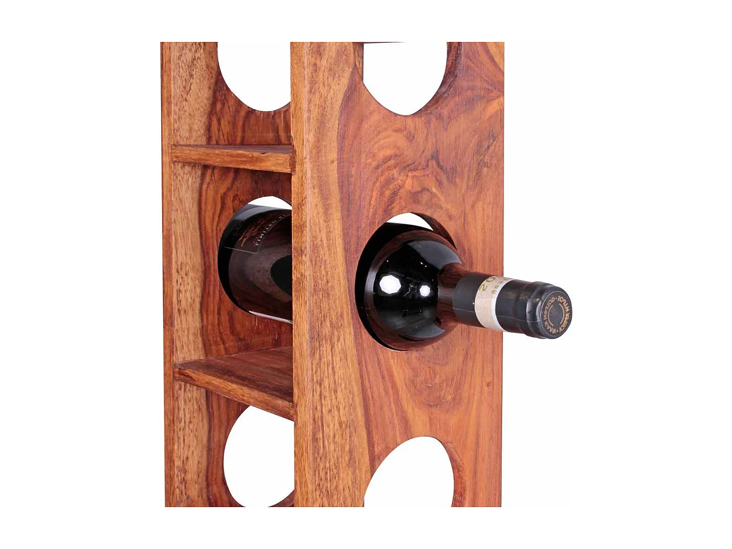 Flaschenregal aus Sheesham Massivholz 70 cm hoch