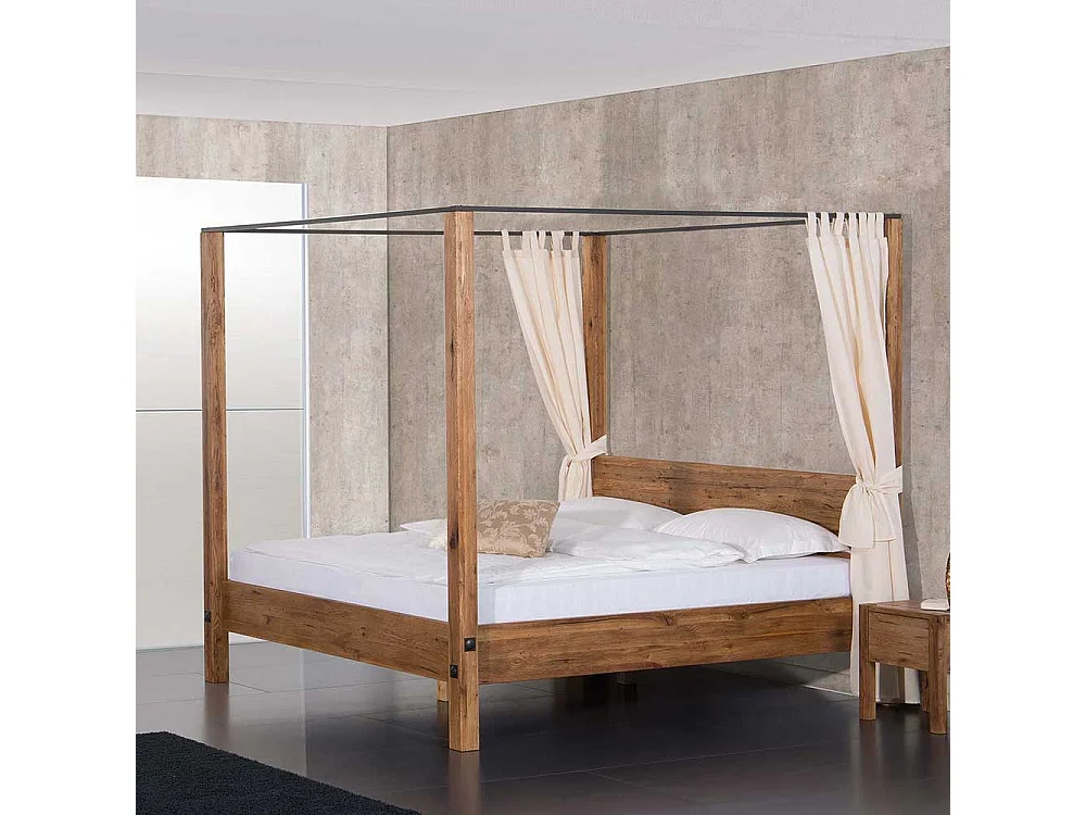 Massivholz Himmelbett aus Eiche geölt Landhaus