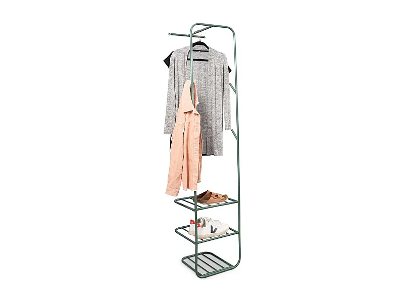 Kleiderständer Metallgarderobe mit Ablagen für Schuhe und 4 Kleiderhaken