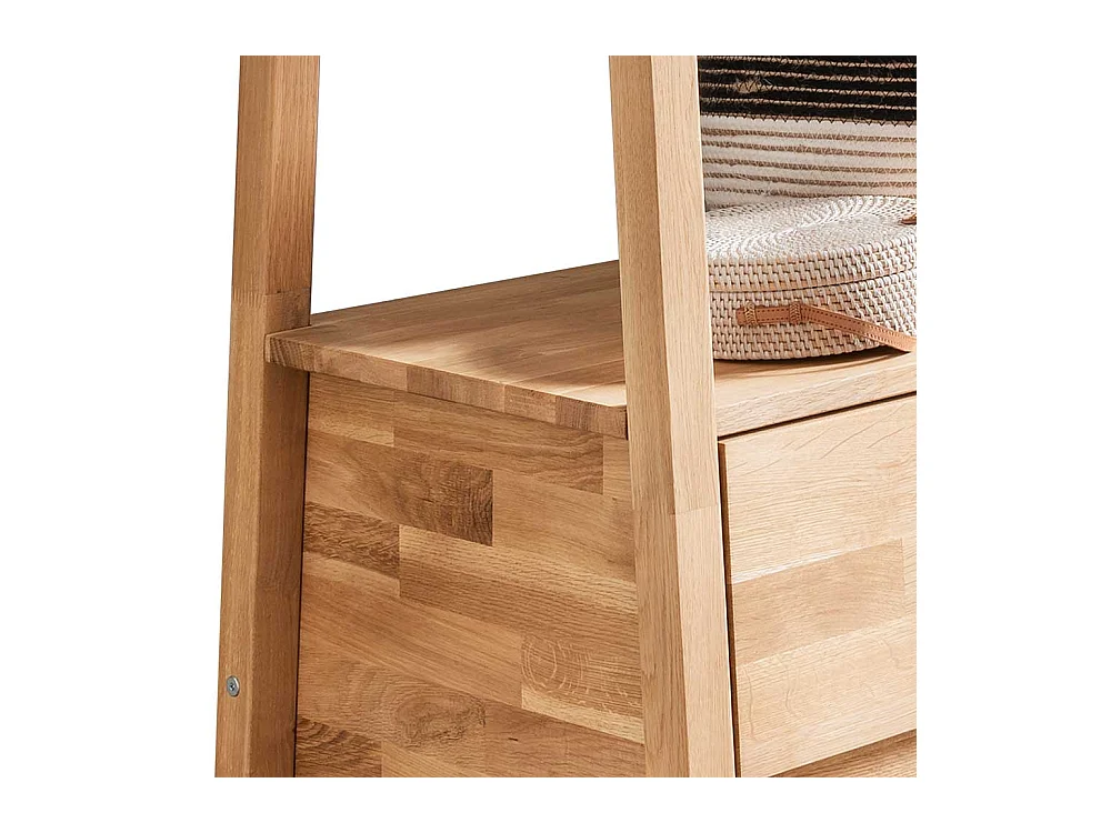 Freistehende Garderobe aus Eiche Massivholz zwei Schubladen