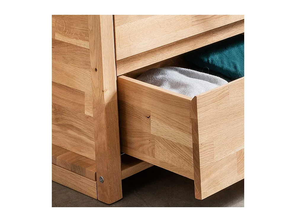 Freistehende Garderobe aus Eiche Massivholz zwei Schubladen