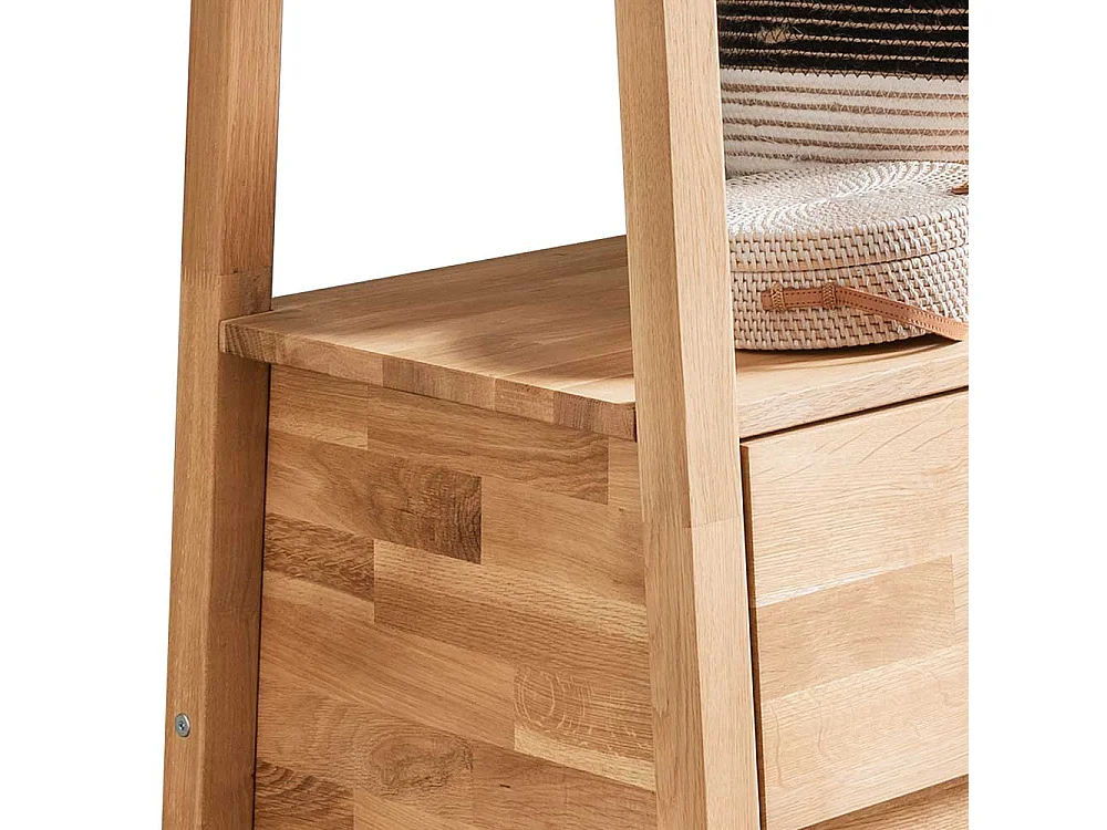 Freistehende Garderobe aus Eiche Massivholz zwei Schubladen
