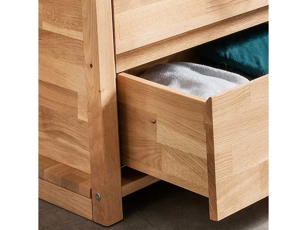 Freistehende Garderobe aus Eiche Massivholz zwei Schubladen