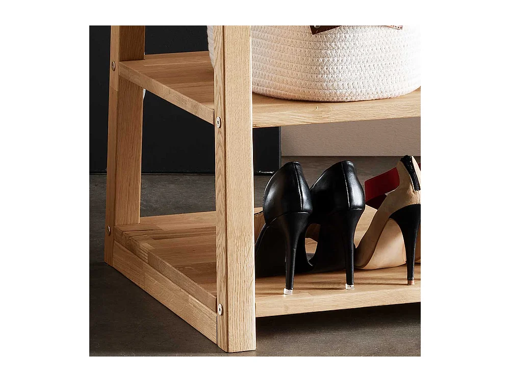 Garderobenständer aus Eiche Massivholz Ablage für Schuhe