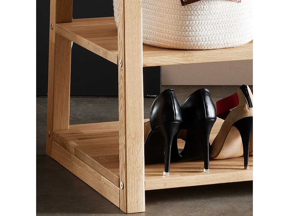 Garderobenständer aus Eiche Massivholz Ablage für Schuhe