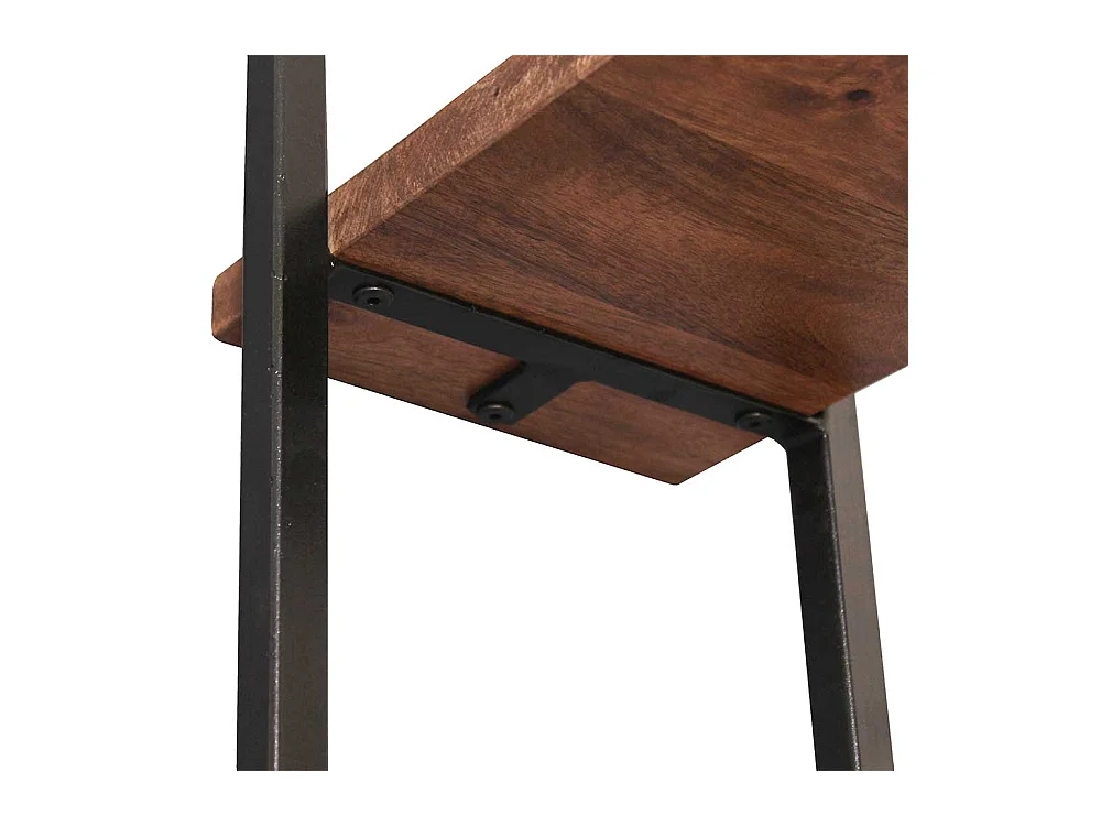 Weinregal Set aus Mangobaum Massivholz und Metall hängend (fünfteilig)