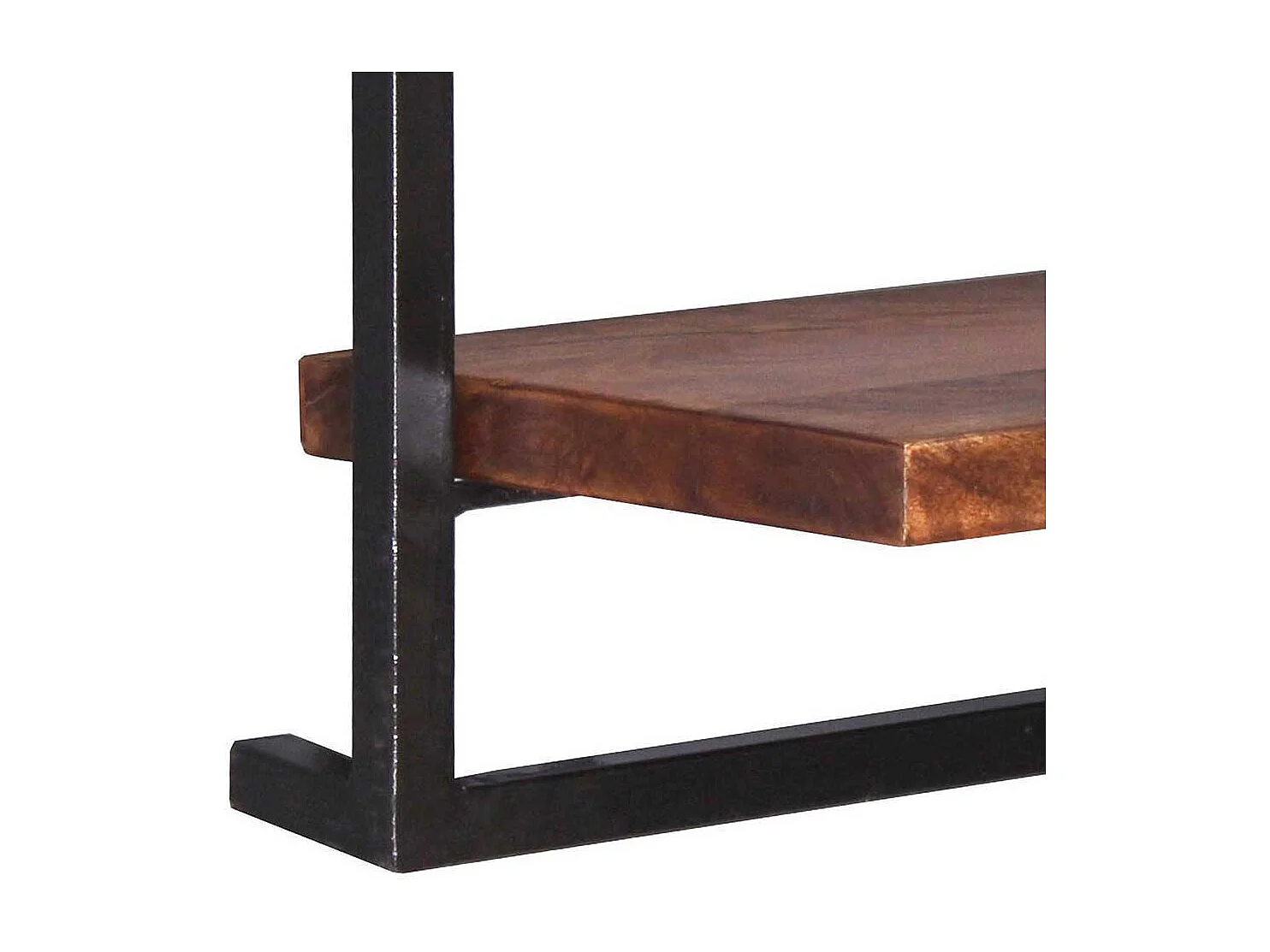 Weinregal Set aus Mangobaum Massivholz und Metall hängend (fünfteilig)