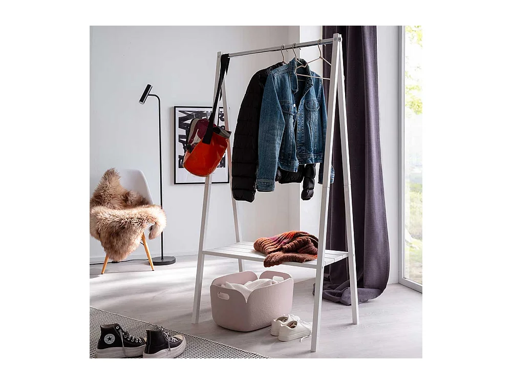 Holzgarderobe aus Fichte Massivholz Weiß