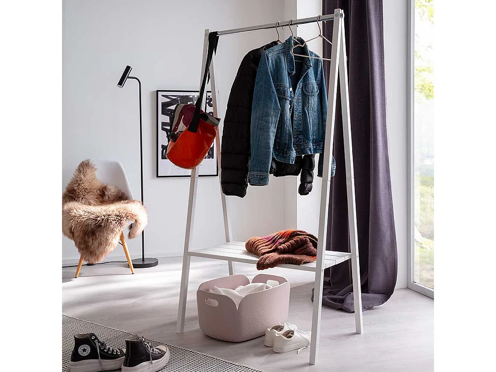 Holzgarderobe aus Fichte Massivholz Weiß