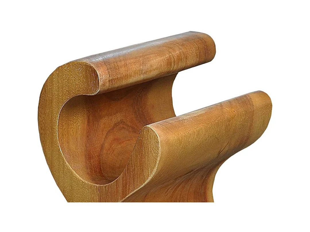 Design Flaschenregal aus Suar Massivholz geschwungener Form