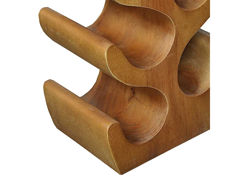 Design Flaschenregal aus Suar Massivholz geschwungener Form