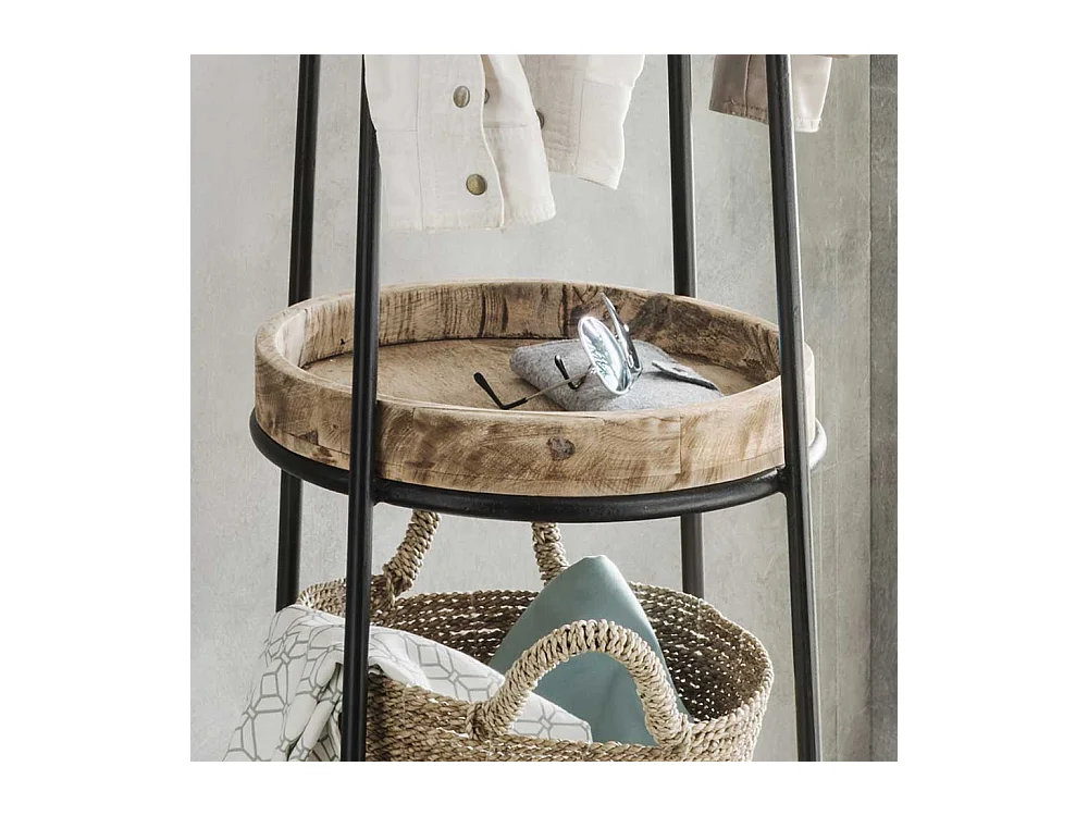 Garderobenstaender aus Metall Mangobaum Massivholz