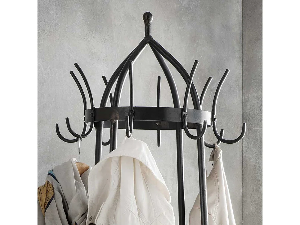 Garderobenstaender aus Metall Mangobaum Massivholz