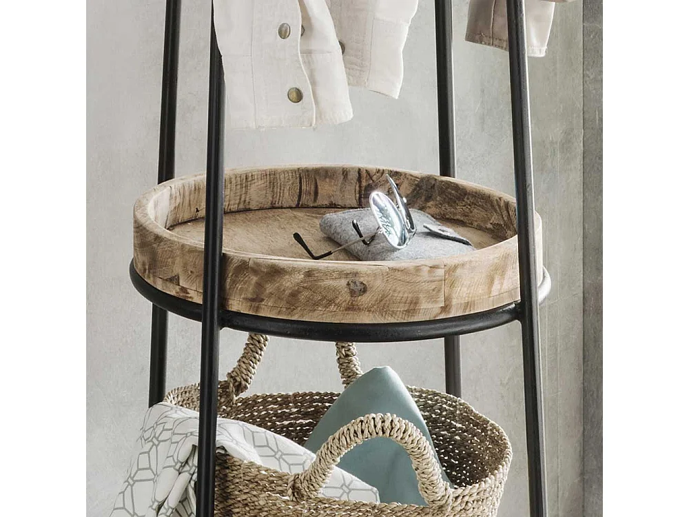 Garderobenstaender aus Metall Mangobaum Massivholz