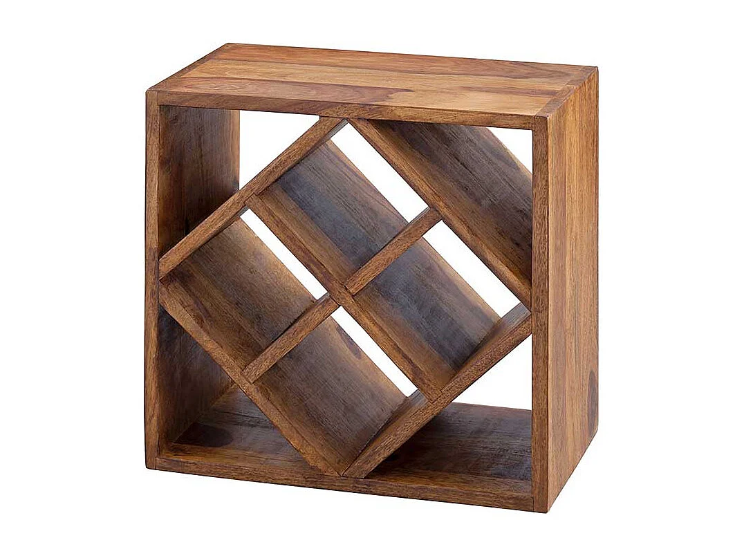 Weinflaschenhalter aus Sheesham Massivholz 40 cm breit