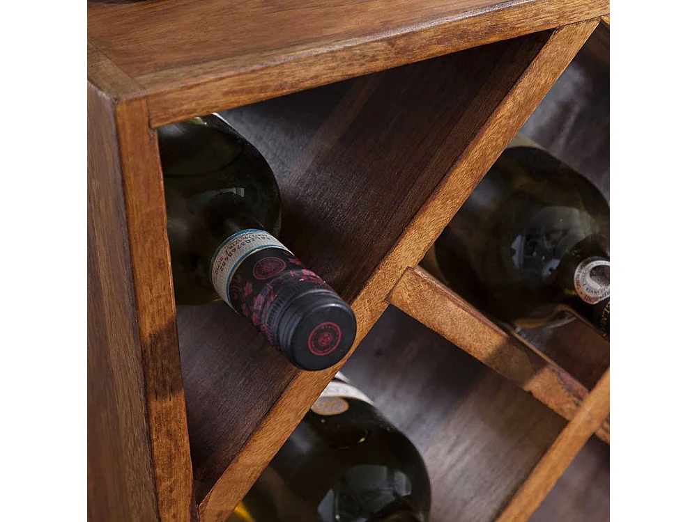 Weinflaschenhalter aus Sheesham Massivholz 40 cm breit