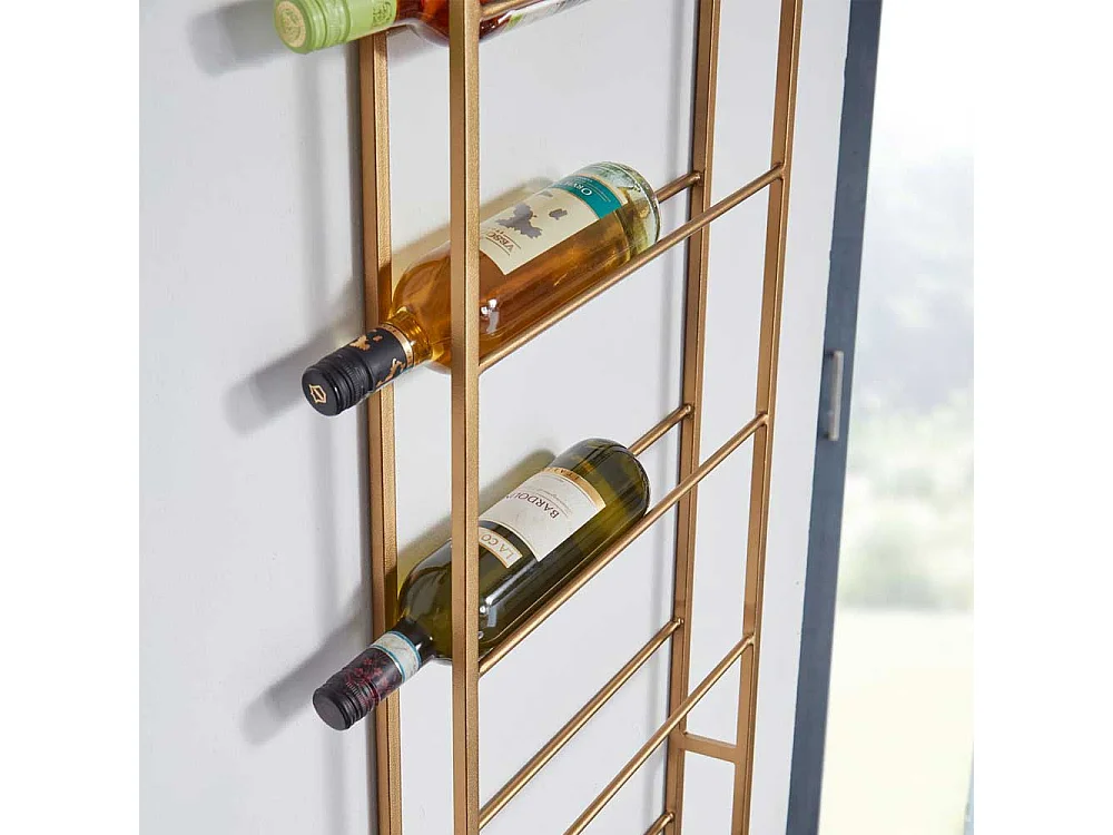 Wandhängeregal für Flaschen aus Metall Goldfarben