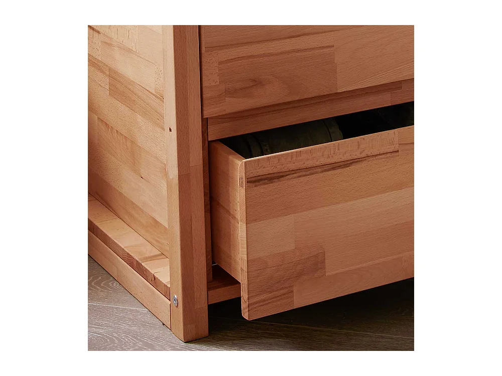 Garderobe freistehend aus Kernbuche Massivholz zwei Schubladen