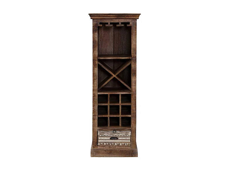 Wein Regal Holz massiv im Vintage Look einer Schublade