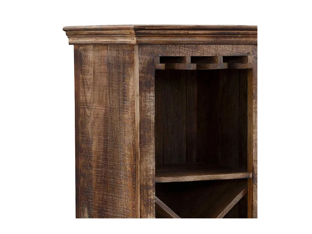 Wein Regal Holz massiv im Vintage Look einer Schublade