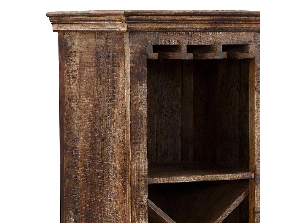 Wein Regal Holz massiv im Vintage Look einer Schublade