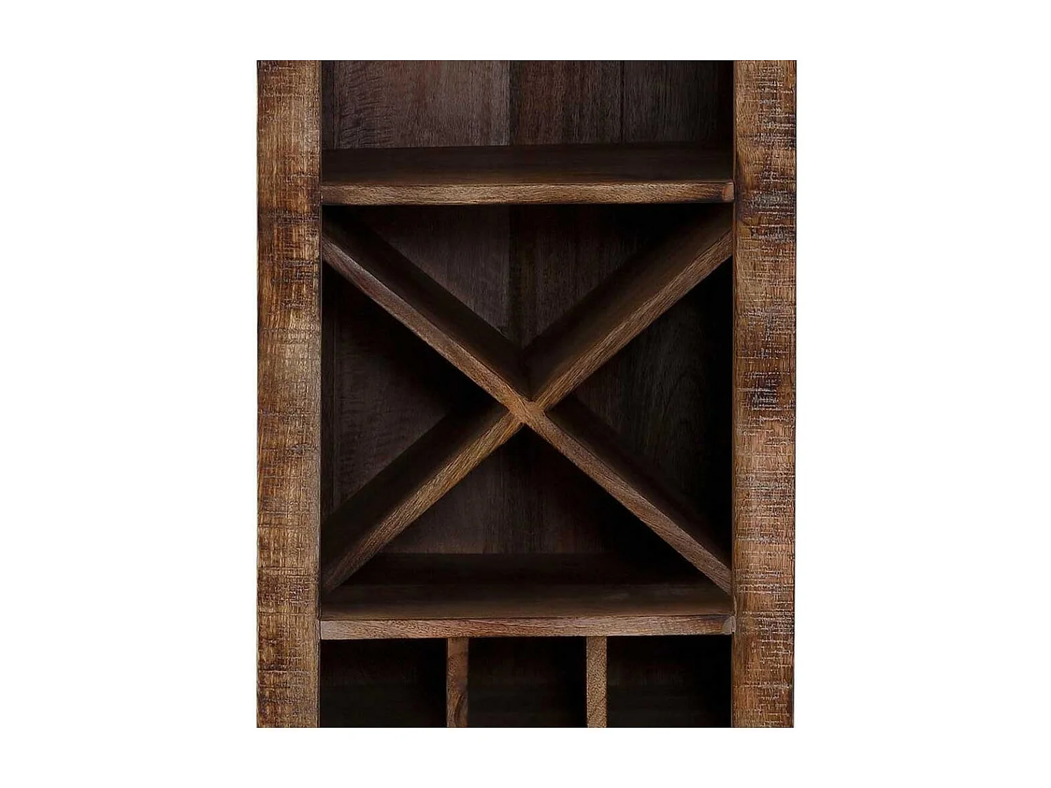 Wein Regal Holz massiv im Vintage Look einer Schublade