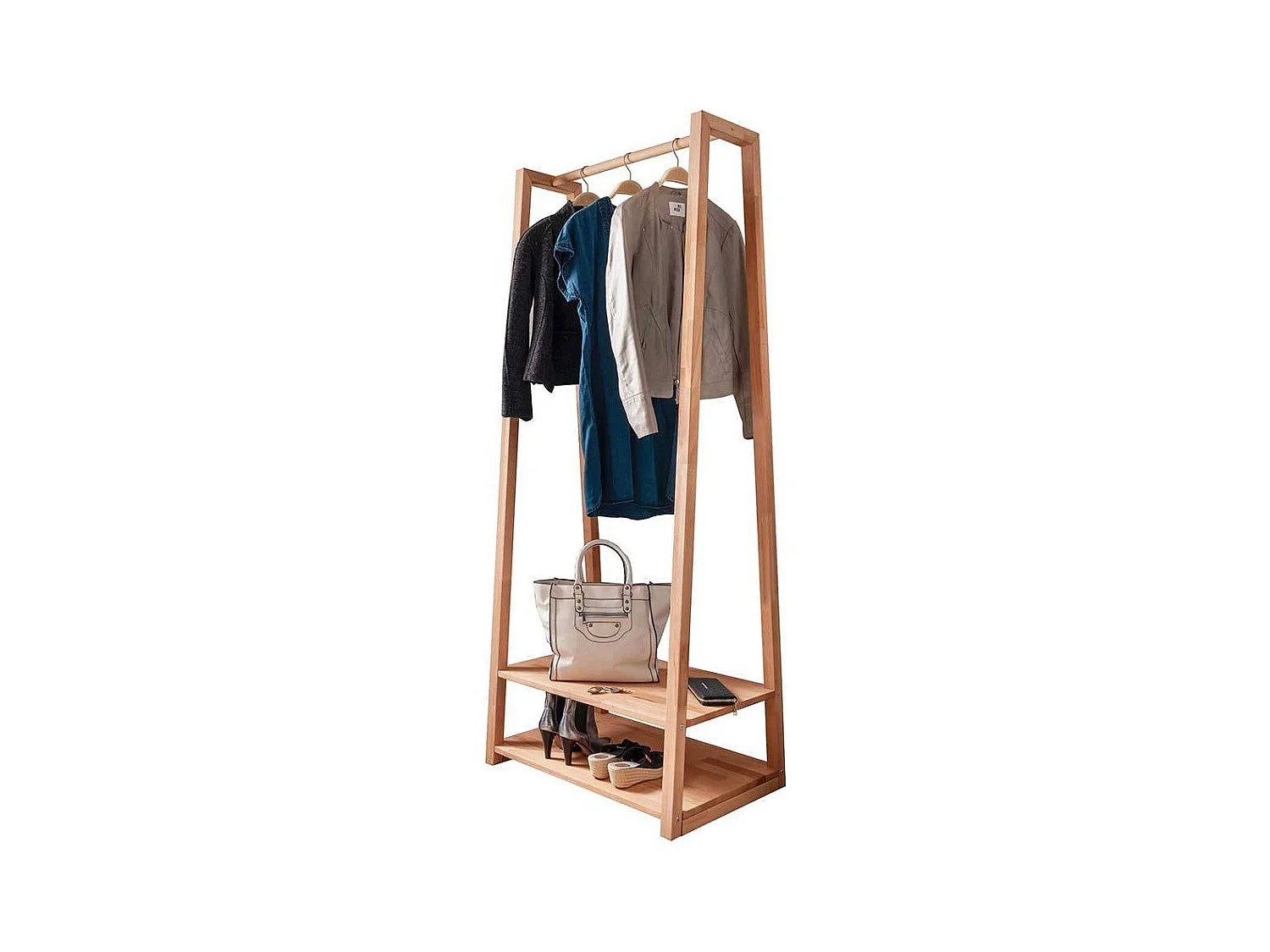 Garderobenstaender aus Kernbuche Massivholz Ablage für Schuhe