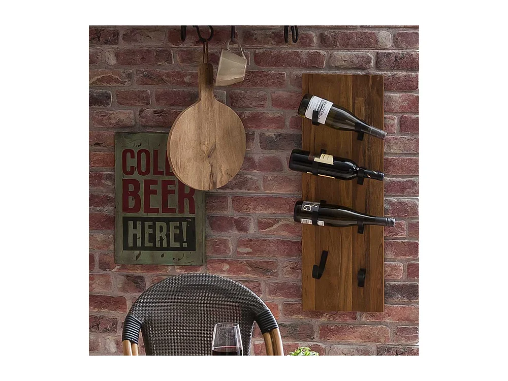 Rustikales Weinregal aus Mangobaum Massivholz Industry und Loft Stil