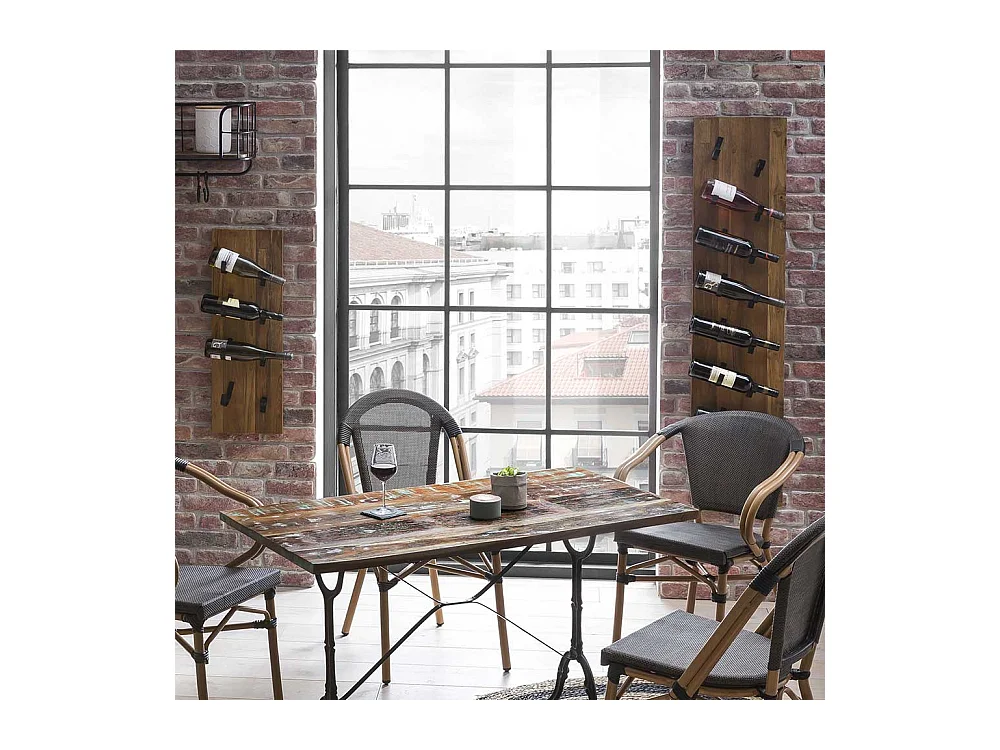 Rustikales Weinregal aus Mangobaum Massivholz Industry und Loft Stil